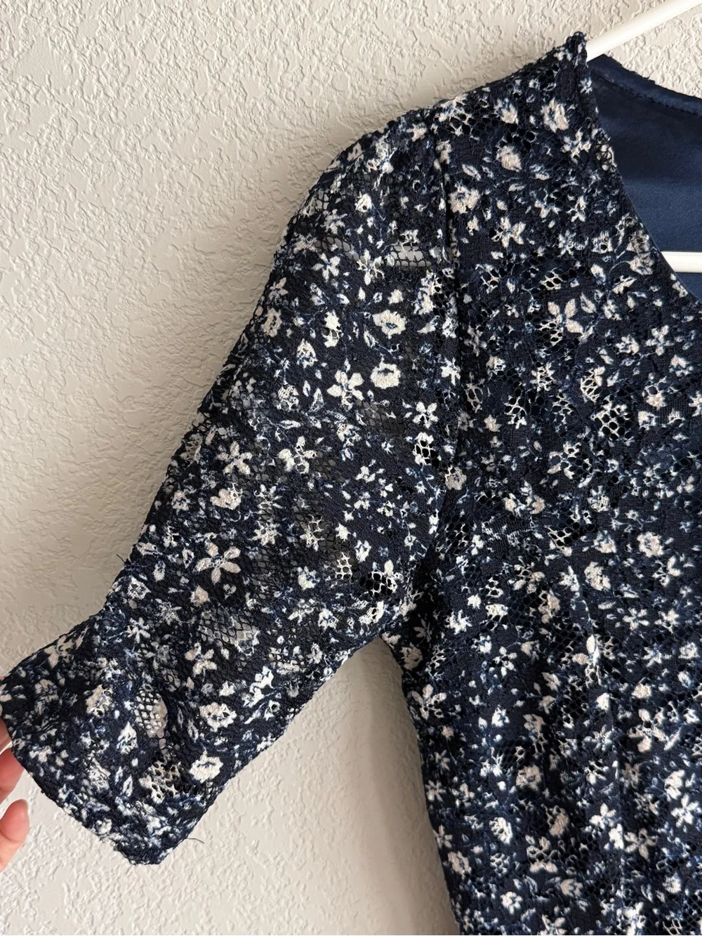 Navy Floral Short-Sleeve Mini Dress - Picture 2 of 6